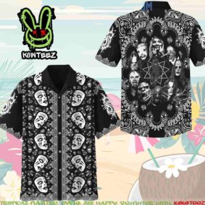 Slipknot Skull Tomb Bat Black Version Summer Merch 2025 Hawaiian Shirt And Beach Short