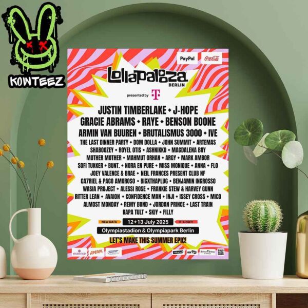 Lollapalooza Berlin Line-Up On July 12 13 2025 At The Olympiastadion Berlin & Olympiapark Berlin Home Decor Poster Canvas