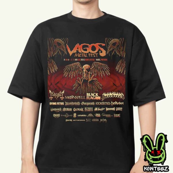 Vagos Metal Fest 2025 Merch Shirt Line-up In Jul 31 And Aug 1-2-3 2025 At Quinta Do Ega In Vagos Portugal Unisex T-Shirt